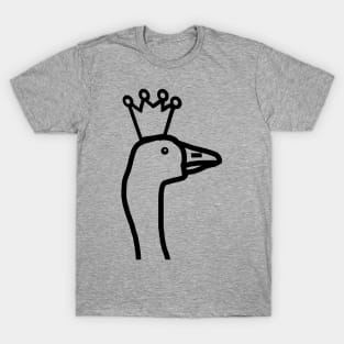 Portrait of a Cute Goose Wearing a Crown Outline T-Shirt